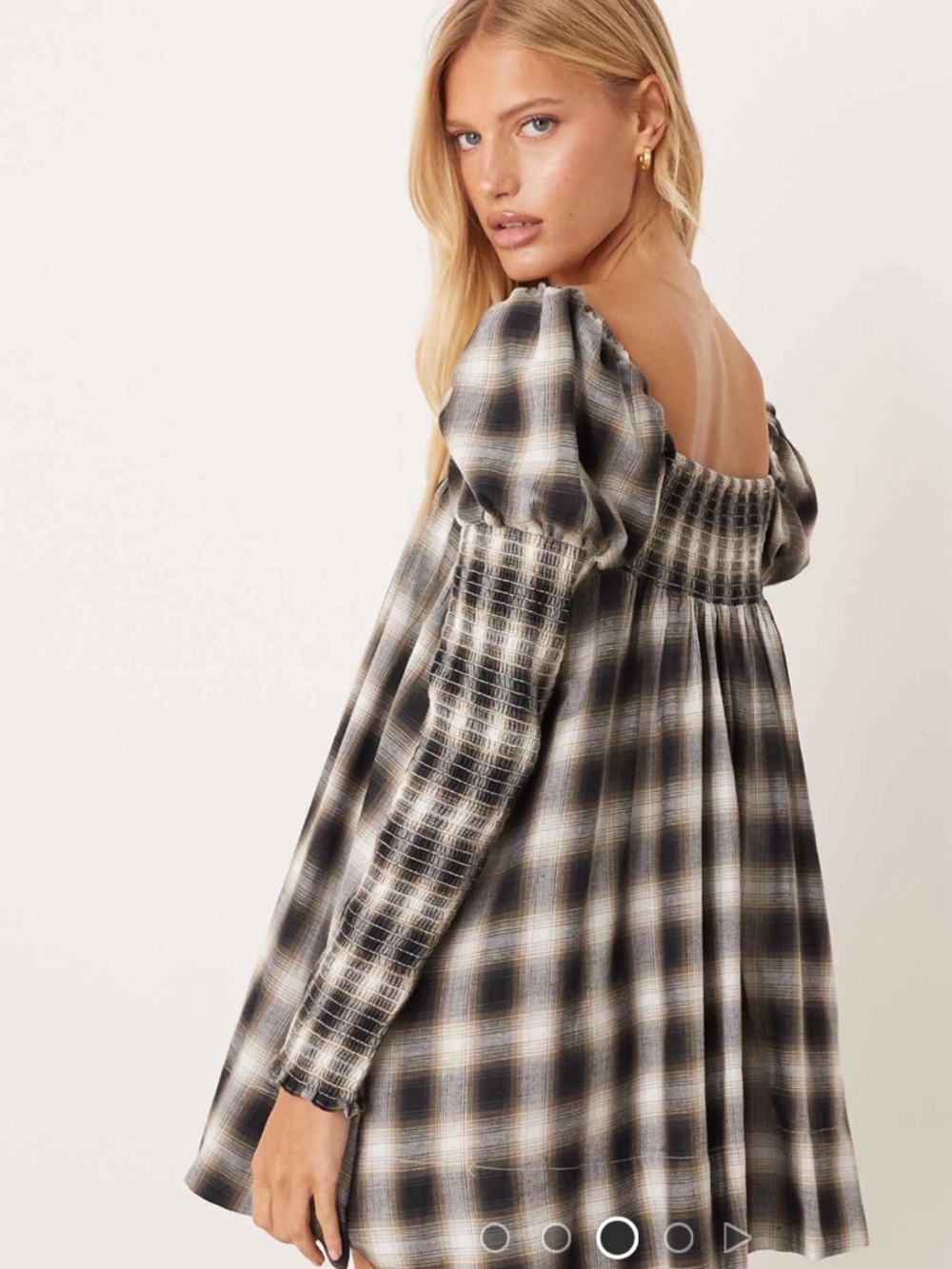 Brand new never worn , ASOS Plaid Mini Dress in Black, Gray, Cream
